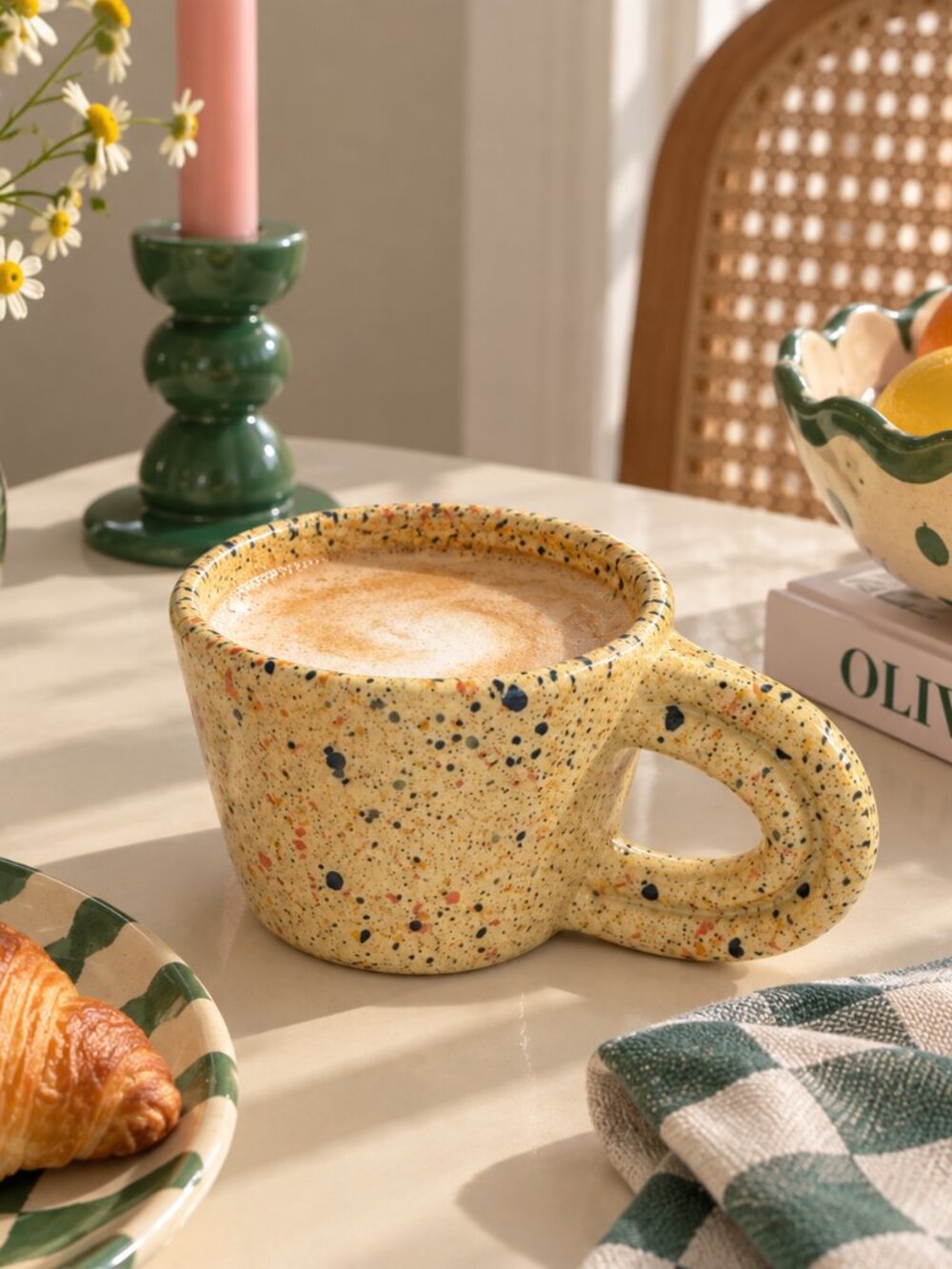 Bad Dogs Studio Speckled Chunky Ceramic Mug Handmade Pottery Coffee Cup